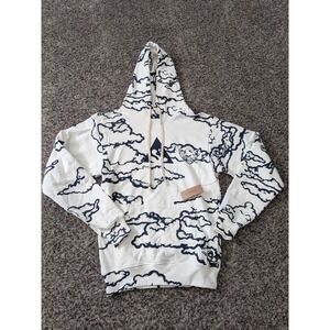 Wasted Collective ReKraft Hoodie Dragon Cloud Print AOP White XS NWT USA‎